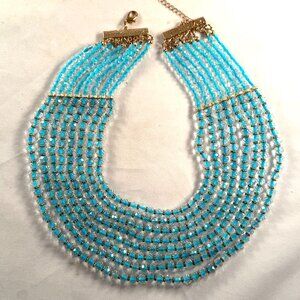 Vintage massive bib necklace, crystals, 8 strands